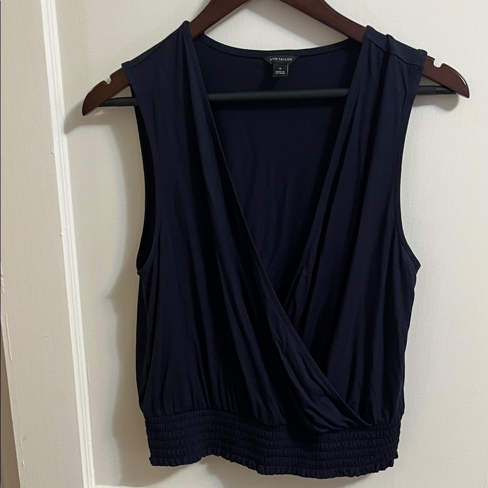 Ann Taylor Dark Blue Sleeveless Blouse